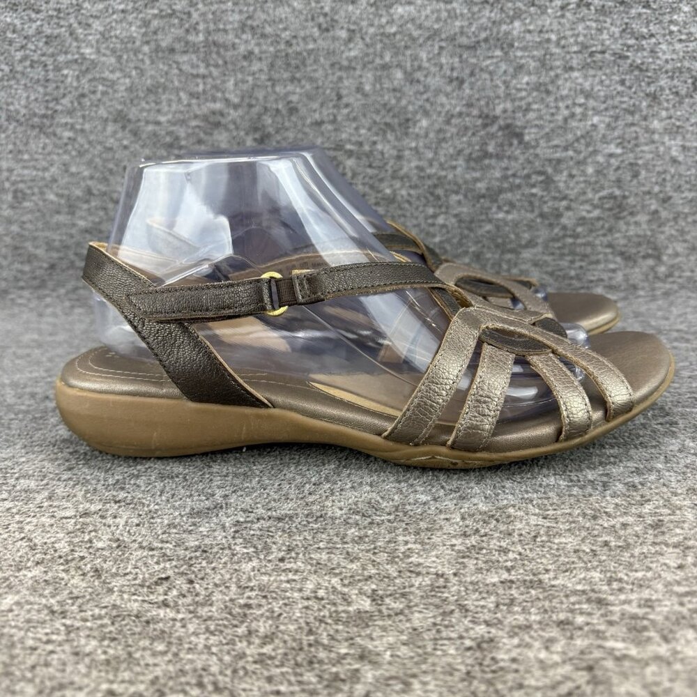 ✅Naturalizer Catrina Sandals Womens 9.5N Bronze Pewter Leather Strappy Slingback - Picture 6 of 10